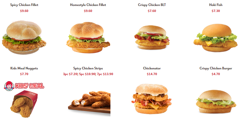 Wendy's Menu Prices (New Zealand)